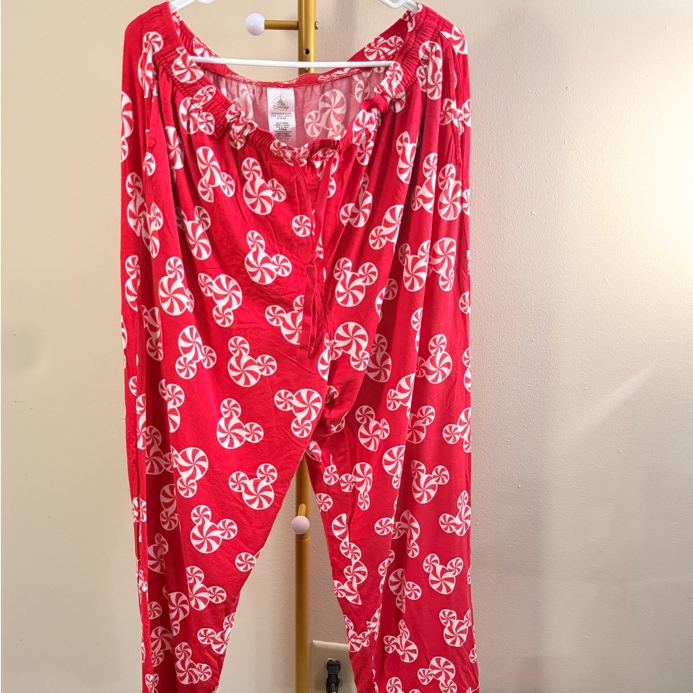 Disney Parks Peppermint Print Pajama Set Women XL Red - Picture 7 of 10